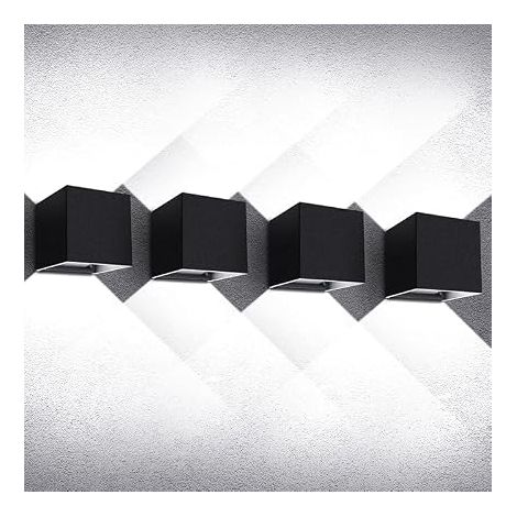 4 Pack 20W LED Outdoor Wall Light 6000K IP65 Adjustable Angle Adjustable angle, 2000lm, COB, black aluminum, indoor outdoor, cold light, garden lounge, 50000h, durable waterproof (1/5)