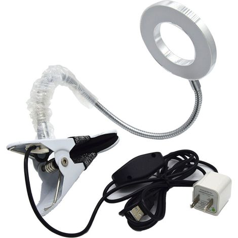 Lampe LED USB Pliable 2 Couleurs Lumière Flexible Clip Portable pour Soins Visage (1/5)