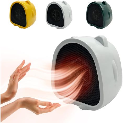 Chauffage d'appoint, chauffage soufflant portable, mini chauffage électrique céramique PTC 500 W, petit chauffage électrique pour bureau/salon/chambre (blanc) (1/5)