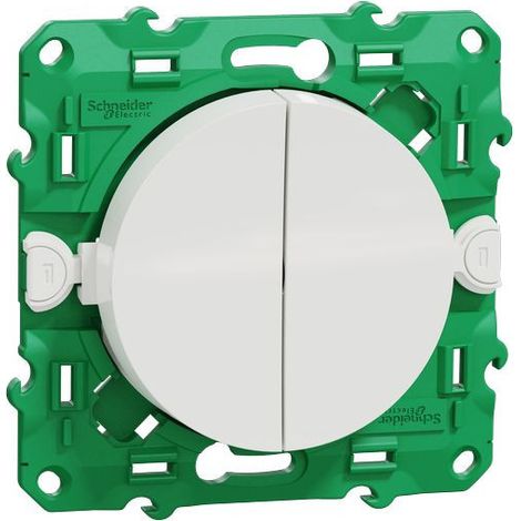 Schneider Electric – Interrupteur double sans fil blanc – Poussoir et va et vient complet – Installation simple pour domotique – Design moderne en plastique (1/5)