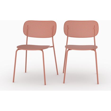 Lot de 2 chaises de jardin empilables en plastique terracotta  - Géa