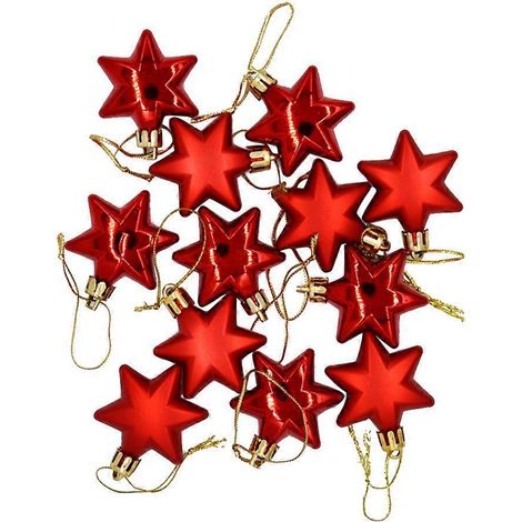 24 pendentifs hexagonaux créatifs de 4,8 cm en plastique coloré, décorations à suspendre pour sapin de Noël, porte ou mur, cadeaux de fête (rouge)-4.8X4.8cm-Red (1/3)