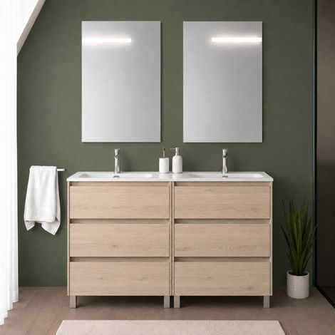 Mobile bagno a terra 120 cm rovere bali tre cassetti e doppia vasca Gaya (1/5)