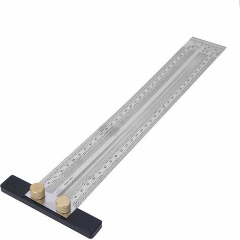 DEESSE SHOP - Règle de ligne règle de trou en T en acier inoxydable marquage de précision règle en T outil de mesure du bois crayon automatique positionnement et marquage de la mortaise du bois (300mm (1/5)