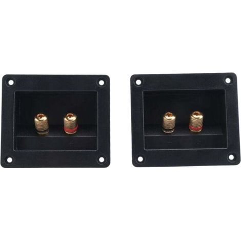 2 Pièces Connecteurs de Haut-Parleur pour Voiture DIY Boîtier de Borne Rond et Carré avec Jacks et Bouchons Noir 93x80mm (1/4)