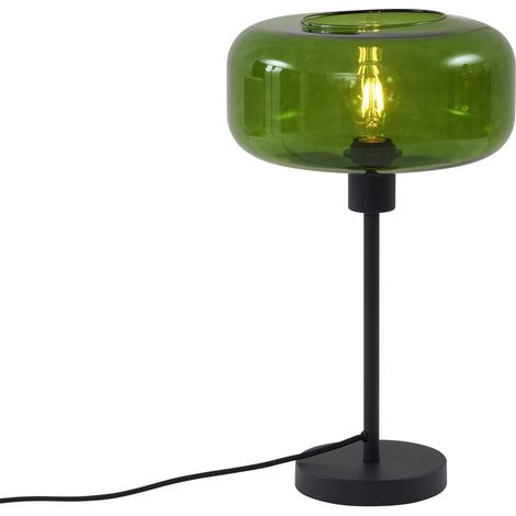 Retro Table Lamp Black with Green Glass - Bizle