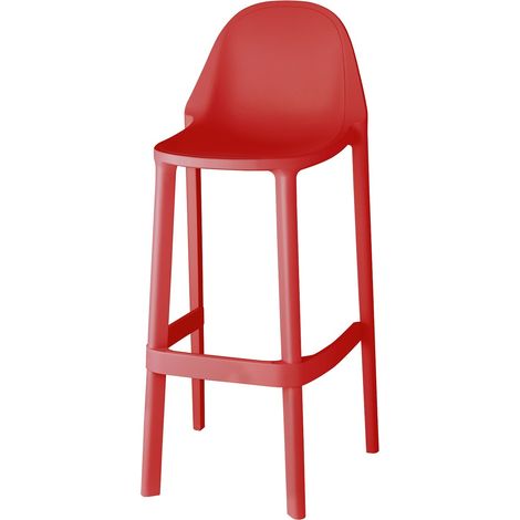 Tabouret design, Tabouret de bar Piu 65cm Rouge en Plastique, Scab design