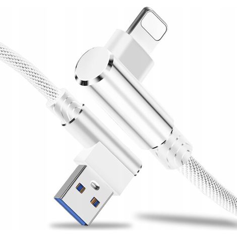 Câble de charge rapide Koanni kb19BLANC coudé à 90° pour iPhone