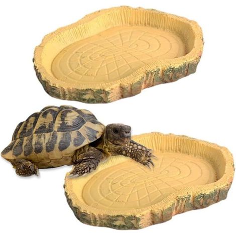 2-teiliges Futternapf-Set für Reptilien, Schildkrötenfutter, blattförmiger Futternapf, Wassernapf für Schildkrötengehege, Wassernapf für Reptilien
