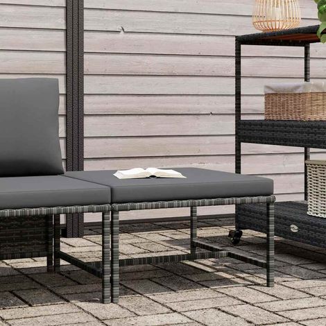 vidaXL Reposapies seccional con cojín de ratán sintético gris (1/2)