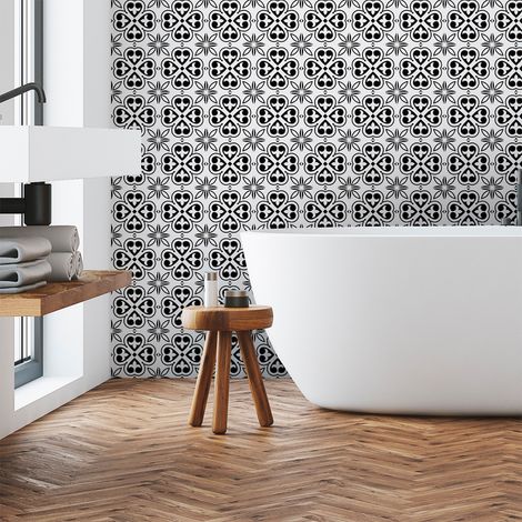 Sticker Mural Carrelage adhésif Cuisine Salle de Bain - 24 STICKERS CARRELAGES AZULEJOS JENICA - 24stickers10x10cm (1/5)