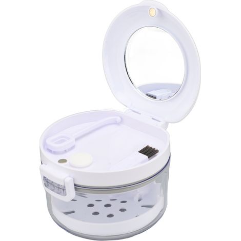 Boîte à Dentier Portable avec Miroir, Gobelet de Trempage et Étui de Rangement pour Contention, Outil de Retrait et Brosse de Nettoyage pour Prothèses (1/5)