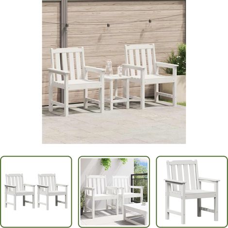 Chaises de jardin - Chaise de jardin. 2 pcs Blanc 65,5 x 59 x 88 cm HDPE (1/5)