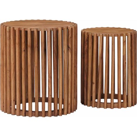 Beistelltisch-Set mit Speicher mit Tür Braun 40 x 40 x 45 cm