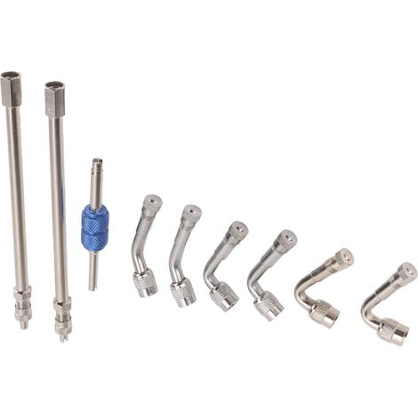 Rallonge de tige de valve en métal, adaptateur de rallonge de tige de valve à double roue 45°, 90°, 135°, convient aux voitures, camionnettes, camions et tondeuses à gazon. (1/5)