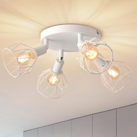 Ceiling Spotlights, 4 Indoor Led Ceiling Spotlights E14 Base, White Ceiling Spotlights with Round Base, Swivel LED Ceiling Light (Without Bulbs) (1/5)