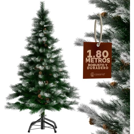 CASARIA® Árbol de Navidad Artificial 140cm 150cm 180cm 240cm con Soporte Decoración Navideña Verde Blanco Nieve 180cm (1/9)