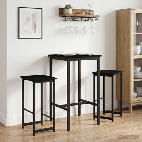 vidaXL Taburete de bar 2 uds. Roble Negro 40 x 32 x 74 cm (1/5)