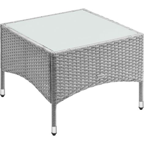 Tavolino in polyrattan grigio 58x58x42cm (1/7)