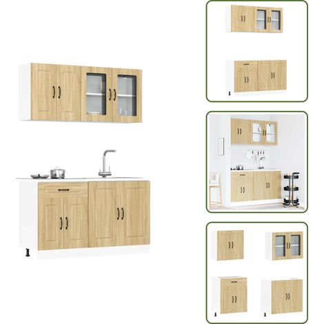vidaXL Ensemble d'armoires de cuisine 4 pcs Kalmar bois d'ingénierie (1/5)
