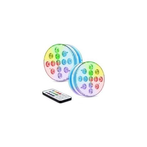 Lumières Led Submersibles GolWof 2 Pack 13-LED Lampe LED Submersible 16 RGB Couleurs Submersible à LED IP68 Étanche Lumières LED avec Télécommande Décoration pour Piscine Mariage
