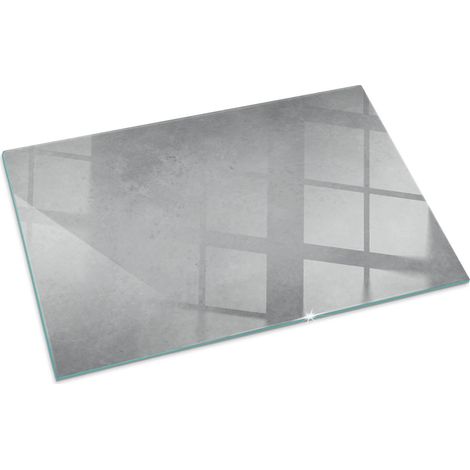 Plaque Rectangulaire en verre trempé sous cheminée et poêle protection sol parquet Texture de béton avec effet 100x70 cm (1/5)
