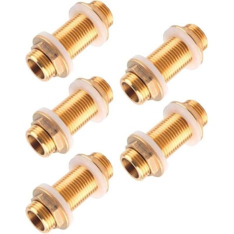 5-Piece G3/4" Male Brass Bulkhead Fittings with Silicone Seals for Water Tanks (1/5)
