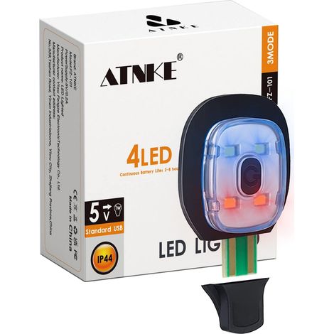 Remplacement 4 LED Bonnet Lampe Frontale,USB Rechargeable Chapeau de Course Ultra Lumineux Étanche Lampe Lumière D'alarme Clignotante Rouge et Bleue/White Light (1/5)