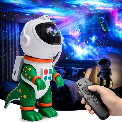 Projecteur Ciel Etoile Dinosaure Astronaute, Veilleuse Galaxy avec 8 Modes, Rotation 360°, Télécommande & Minuteur, Lampe Ambiance Chambre pour Enfants, Adultes, Fêtes & Cadeaux (Vert)