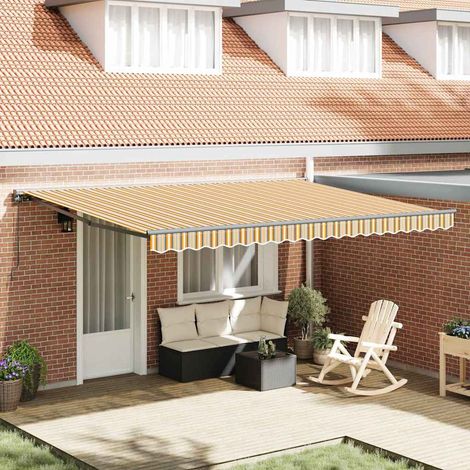 Toldo Retráctil Manual Rayas Multicolor 450x300 cm tela vidaXL (1/5)