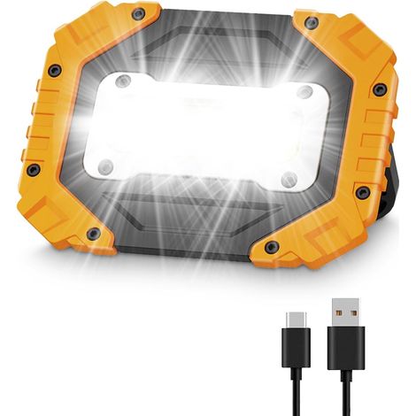 30 W tragbares wiederaufladbares Arbeitslicht, 4 Modi, wiederaufladbares COB-LED-Flutlicht, superhelles COB-Außenflutlicht mit wasserdichtem USB für Camping, Garage, Wandern, Batterie im Lieferumfang 