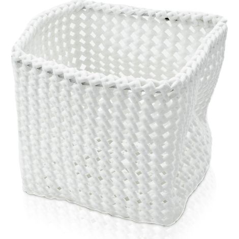 Tube Panier Carré Accessoires de Bain, Plastique Malléable, Off White (1/3)