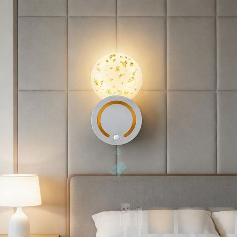 (1 Pièce,Argentée) LED Intérieur Applique Murale avec 120° Détecteur de Mouvement Éclairages Murales 3000K/4000K/6000K Dimmable Lampe Murale USB Rechargeable Magnétique Acrylique pour Salon (1/5)