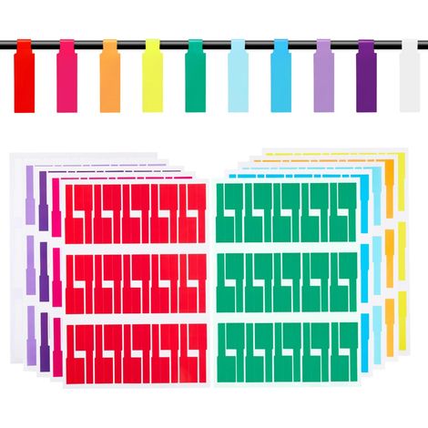 300 étiquettes pour câbles, 10 couleurs, étiquettes adhésives pour cordons électroniques, étanches et imprimables pour imprimante laser, idéales pour la gestion et l'identification des câbles. (1/5)