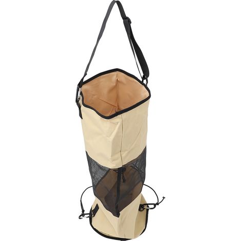 Sacchetto per rifiuti da barca, realizzato in rete di nylon, contenitore portatile riutilizzabile con coulisse per esterni, zone costiere, colore kaki. (1/5)