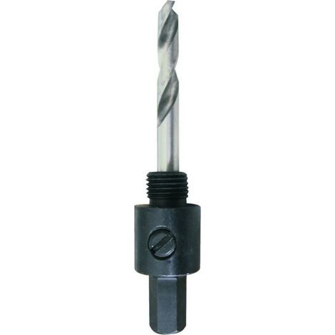 Mandrin pour Trépan D.14/30 mm x Q.hex x 9,5 mm - Equipé d'un Foret Centrage HSS D. 6.35 x 80 mm - Diamwood
