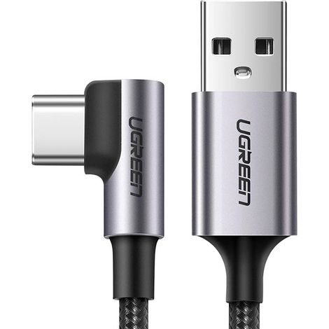 Câble coudé USB-A - USB-C 3A 3 m - gris (1/5)
