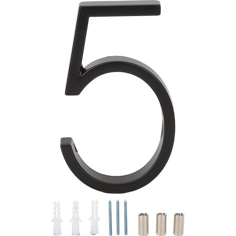 Chiffre de maison en alliage de zinc, antirouille, lisible, numéro métallique 5 pour porte d'entrée bureau (1/5)