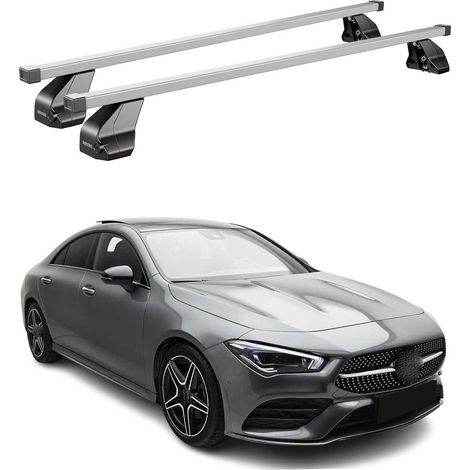OMAC Dachträger Querträger Stahl für Mercedes CLA C118 2019-2026 – Abschließbar – City-Crash-getestet – DIN 75302:2019 – ISO/PAS 11154:2006 – Max. 75 kg Silber (1/5)