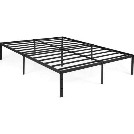 Estructura de cama de plataforma metálica tamaño king size, negra, 200 x 160 cm