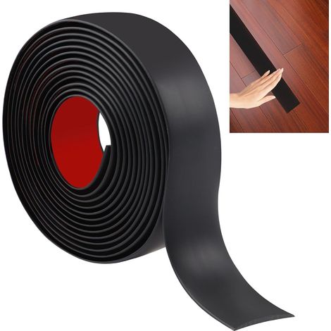 Bande de transition de seuil de sol stratifié JUNART 400cm × 4cm, bande de sol en vinyle autocollante, bordure de transition de bord de carrelage ou de moquette(noir) (1/5)