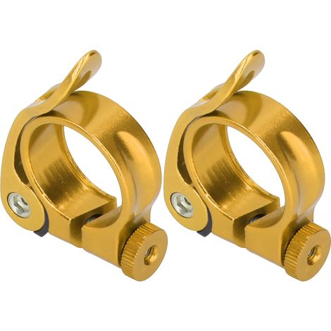 Lot de 2 colliers de serrage rapide pour tige de selle de vélo 31,8 mm, compatibles avec les tiges de selle de 27,2 mm (doré). (1/5)