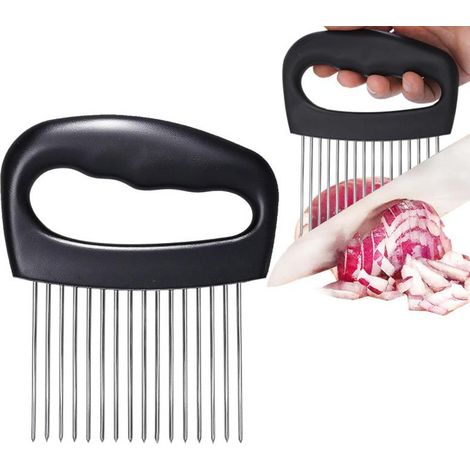 Soporte para cortador de limón, ablandador de carne, ablandador de carne, tenedor de cebolla y cortador de verduras, fabricado en acero inoxidable 304. (1/2)