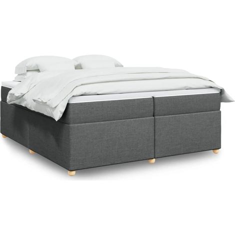 Cama box spring con colchón tela gris oscuro 200x200 cm (1/5)