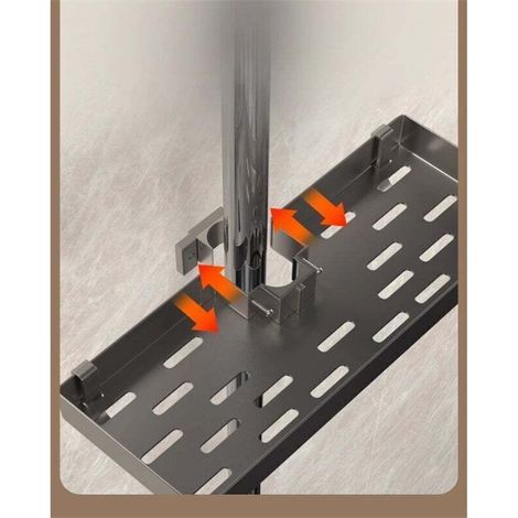 Lot de 2 Étagères de Douche Sans Perçage, Porte-Savon en Aluminium avec Plateau pour Gel Douche, Compatible avec les Tubes de 22-25mm (1/3)