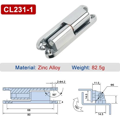 (CL231-1-Zinc) 2 charnières mâles/femelles détachables en acier inoxydable CL231-1-2, charnières enfichables en alliage de zinc pour boîtier électrique, charnières de porte amovibles (1/5)