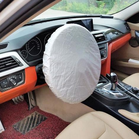 Parasol para volante de coche, parasol para ventanilla lateral, funda de volante de tela plateada, herramientas solares beige, equipos y accesorios. (1/4)
