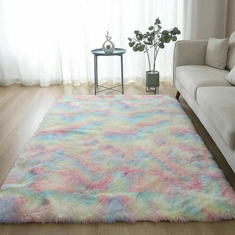 Tapis Fausse Fourrure Gris, moelleux tapis de sol pour salon chambre enfant voiture salle à manger, tapis doux et confortable pour bébé, antidérapant (80 x 150 cm) (1/5)