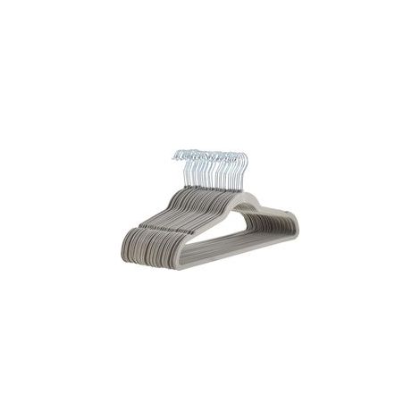 Cintres floqués, cintres en plastique pour vêtements secs et humides, cintres magiques sans traces pour la maison, gris, 10 unités. (1/5)