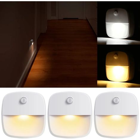 Lámpara de noche LED con sensor de movimiento, luz de armario, luz blanca cálida